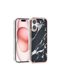 Apple iPhone 16 Plus Handyh&uuml;lle Backcover Marmor-Schwarz