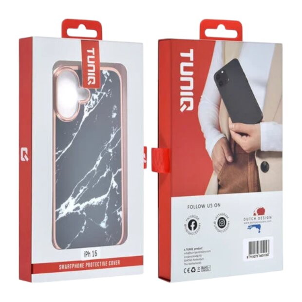 UNIQ iPhone 16 Back Cover in Marmor Schwarz Eleganter Schutz