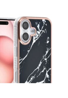Apple iPhone 16 Backcover Handyh&uuml;lle Cover Marmor-Schwarz