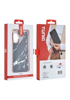 TUNIQ iPhone 16 Back-Cover in Marmor-Schwarz