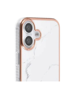 Apple iPhone 16 Plus Handyh&uuml;lle Backcover Marmor-Wei&szlig;