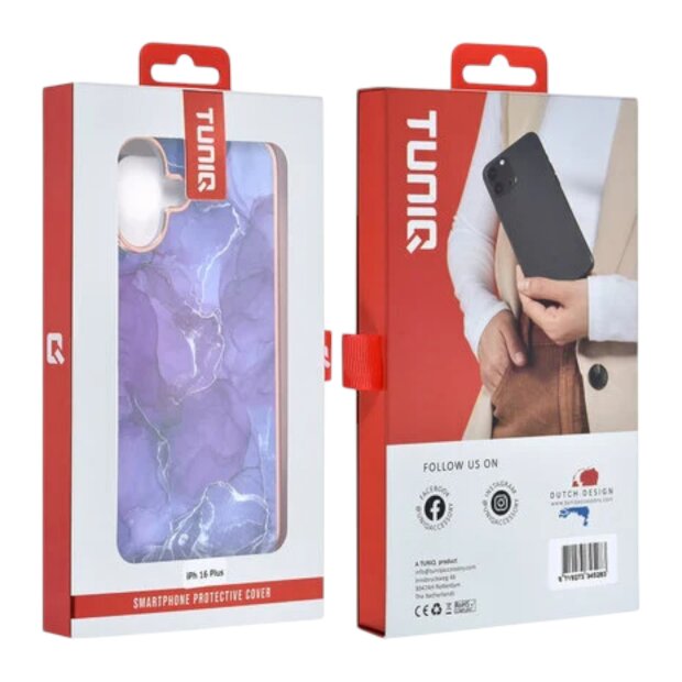 UNIQ iPhone 16 Plus Back Cover Marmor Lila elegant
