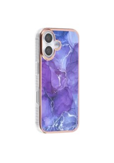 Apple iPhone 16 Backcover Marmor-Lila Handyh&uuml;lle