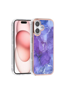UNIQ iPhone 16 Back Cover Marmor Lila elegant
