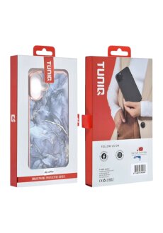 TUNIQ Handyh&uuml;lle iPhone 16 Back-Cover Marmor Grau elegant