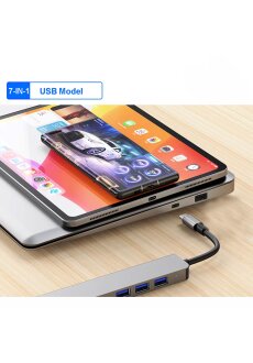 7-in-1 USB-C Hub mit USB 3.0 und DC-Ladefunktion 5 Gbit/s...