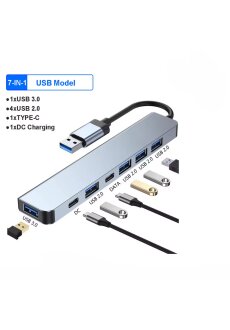 7-in-1 USB-C Hub mit USB 3.0 und DC-Ladefunktion 5 Gbit/s...