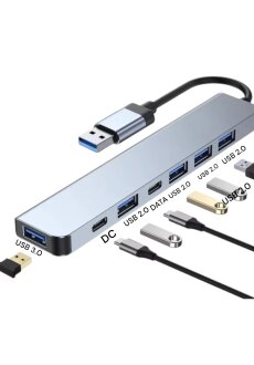 7-in-1 USB HUB Adapter – USB 3.0 + 4× USB 2.0...