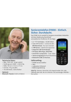 Seniorenhandy D1000  mit Touchscreen & SOS –...