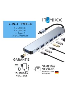 7-in-1 USB-C HUB Adapter mit PD – Typ-C Dock...
