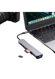 7-in-1 USB-C HUB Adapter mit PD – Typ-C Dock...