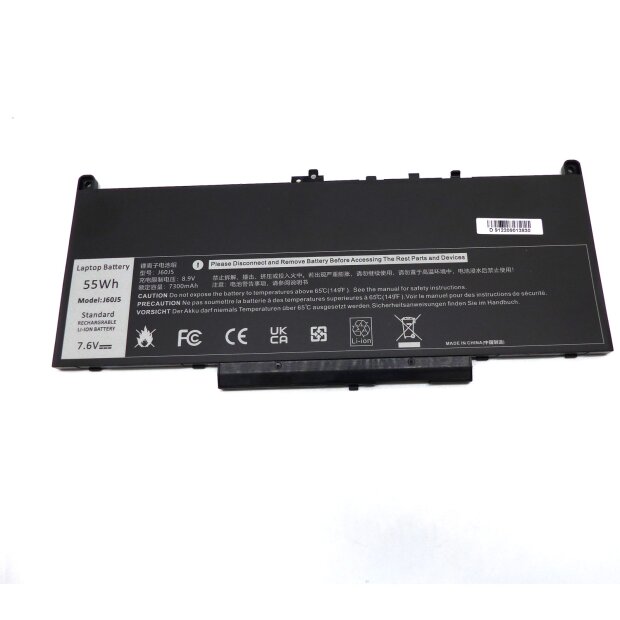 Dell Akku J60J5 &ndash; 55Wh 7,6V Ersatzakku f&uuml;r Latitude E7270 / E7470