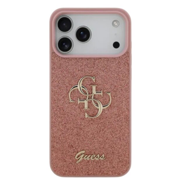 GUESS iPhone 17 Pro Max H&uuml;lle Big 4G Fixed Glitter Rosa Edel Elegante