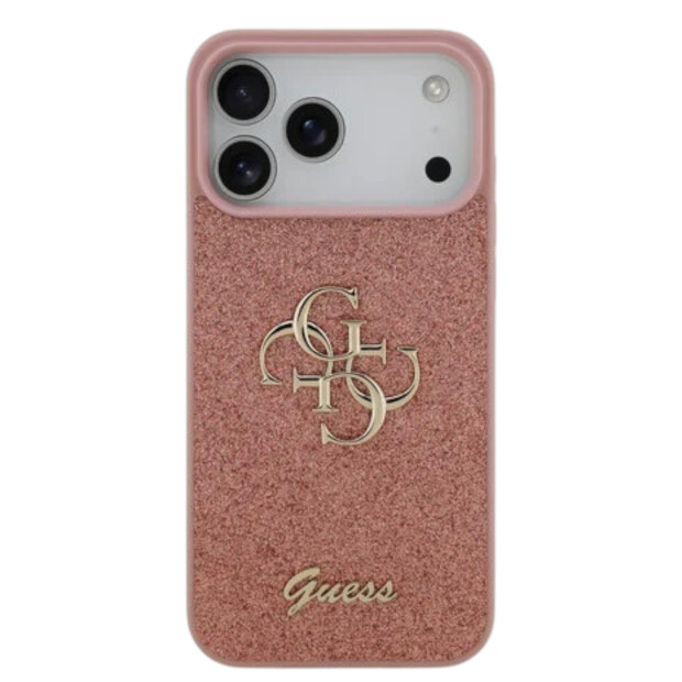 Guess iPhone 17 Pro Max H&uuml;lle &ndash; Big 4G Fixed Glitter Rosa