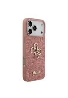 GUESS iPhone 17 Pro Max H&uuml;lle Big 4G Fixed Glitter Rosa Edel Elegante