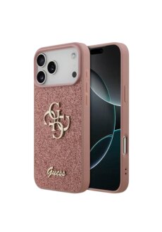 GUESS iPhone 17 Pro Max H&uuml;lle Big 4G Fixed Glitter Rosa Edel Elegante
