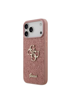 Guess iPhone 17 Pro Max H&uuml;lle &ndash; Big 4G Fixed Glitter Rosa