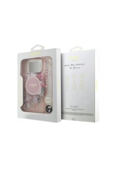 Guess iPhone 17 Pro Max R&uuml;ck-Cover H&uuml;lle - Magsafe IML Blumen mit Perlenkette
