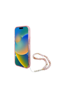 Handyh&uuml;lle Guess iPhone 17 Pro Max R&uuml;ck-Cover H&uuml;lle - Magsafe IML Blumen mit Perlenkette