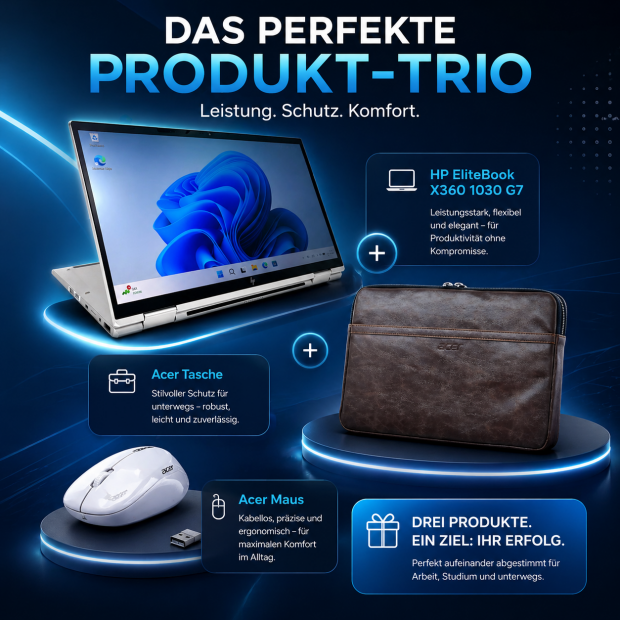 HP EliteBook X360 1030 G7 Core i7-10710U 16GB 512GB +Tasche + Maus