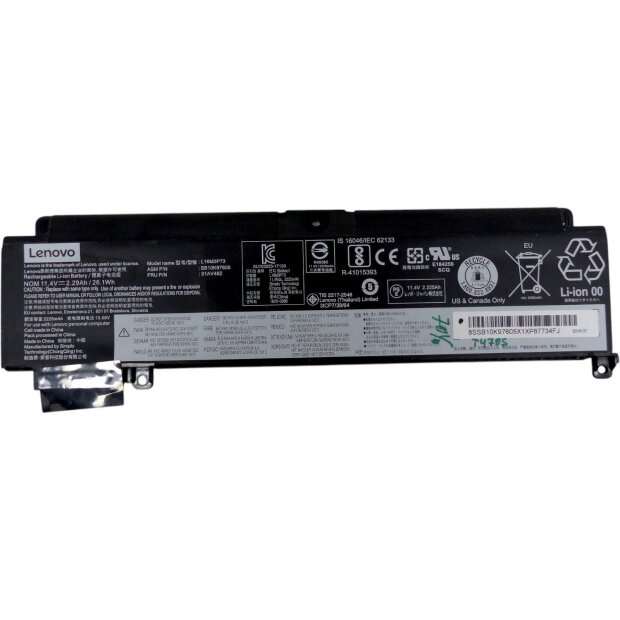 Original Lenovo ThinkPad T470s Akku L16M3P73 01AV462 26Wh - ca. 70% Health