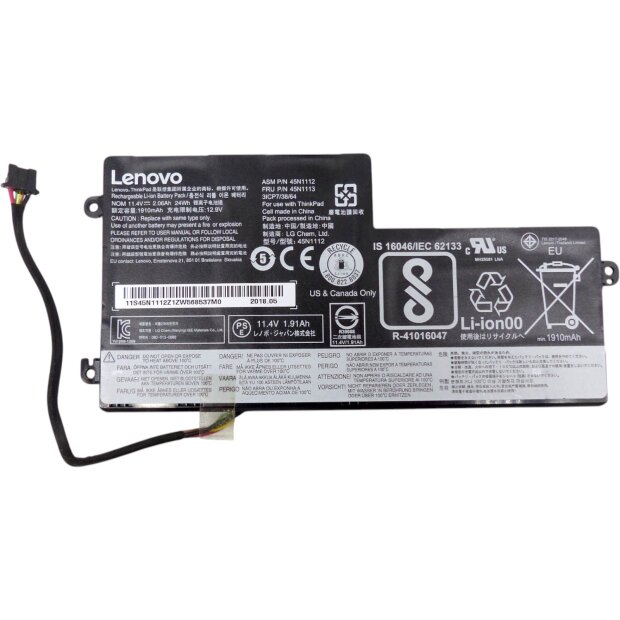 Original Lenovo ThinkPad Akku 45N1113 T440 T450 T460 X240 X250 X270 24Wh 70% Health